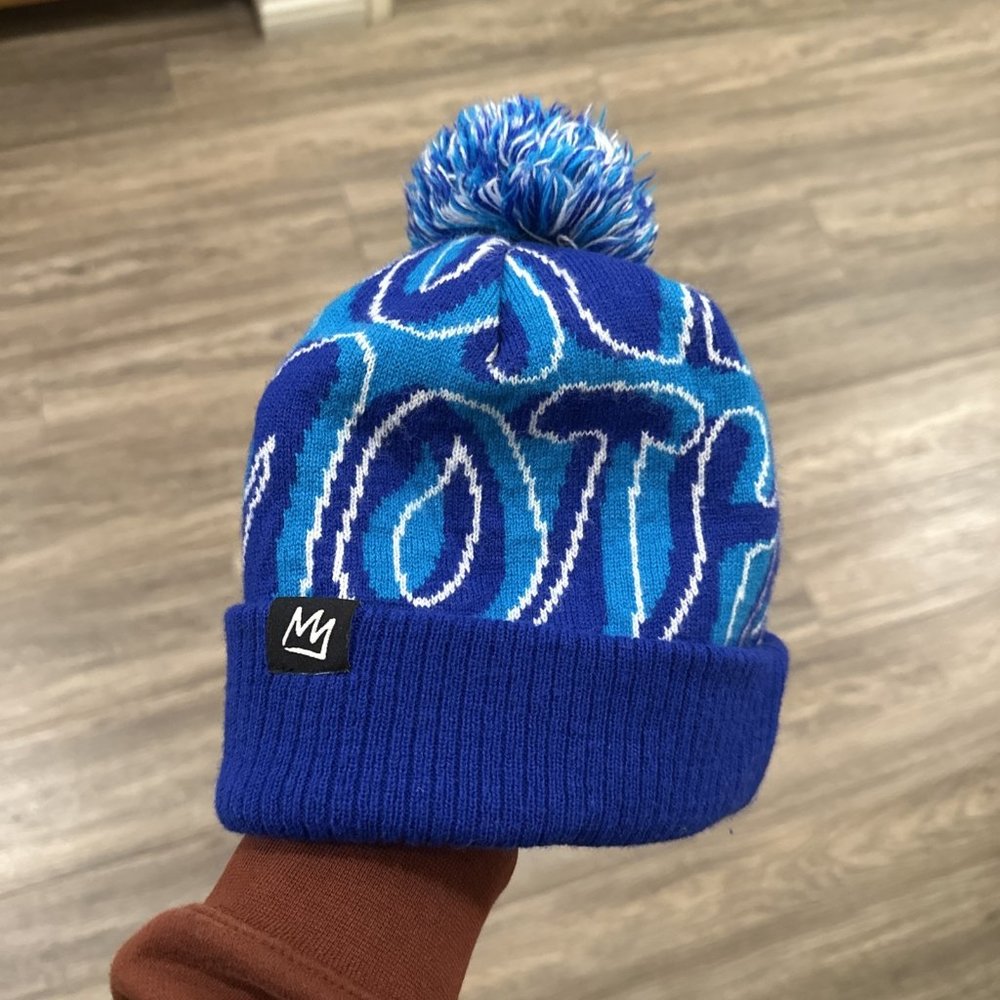 Mammoth Mountain Blue Knit Beanie Ski And Snowboard Area